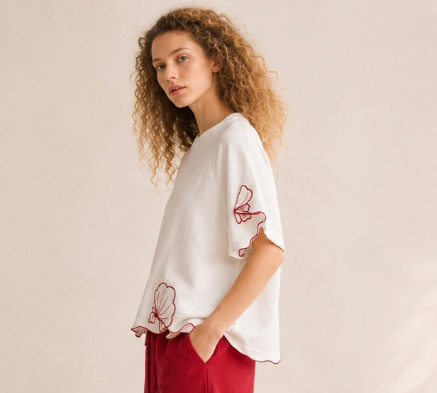le sweat marine rouge