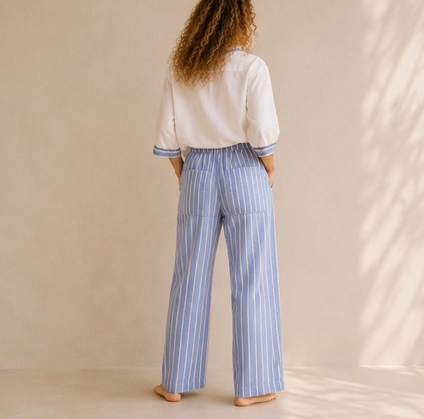 le pantalon rayas azul