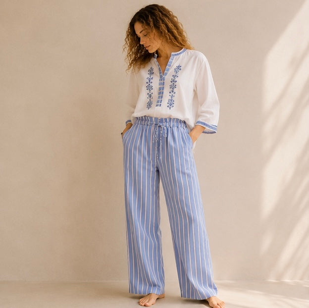 le pantalon rayas azul