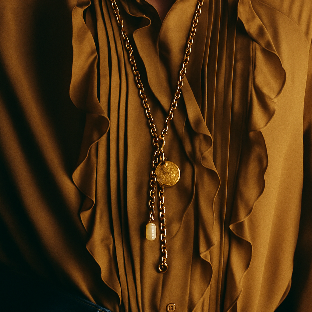 Collar Chunky Charm fotografiado sobre fondo crema editorial