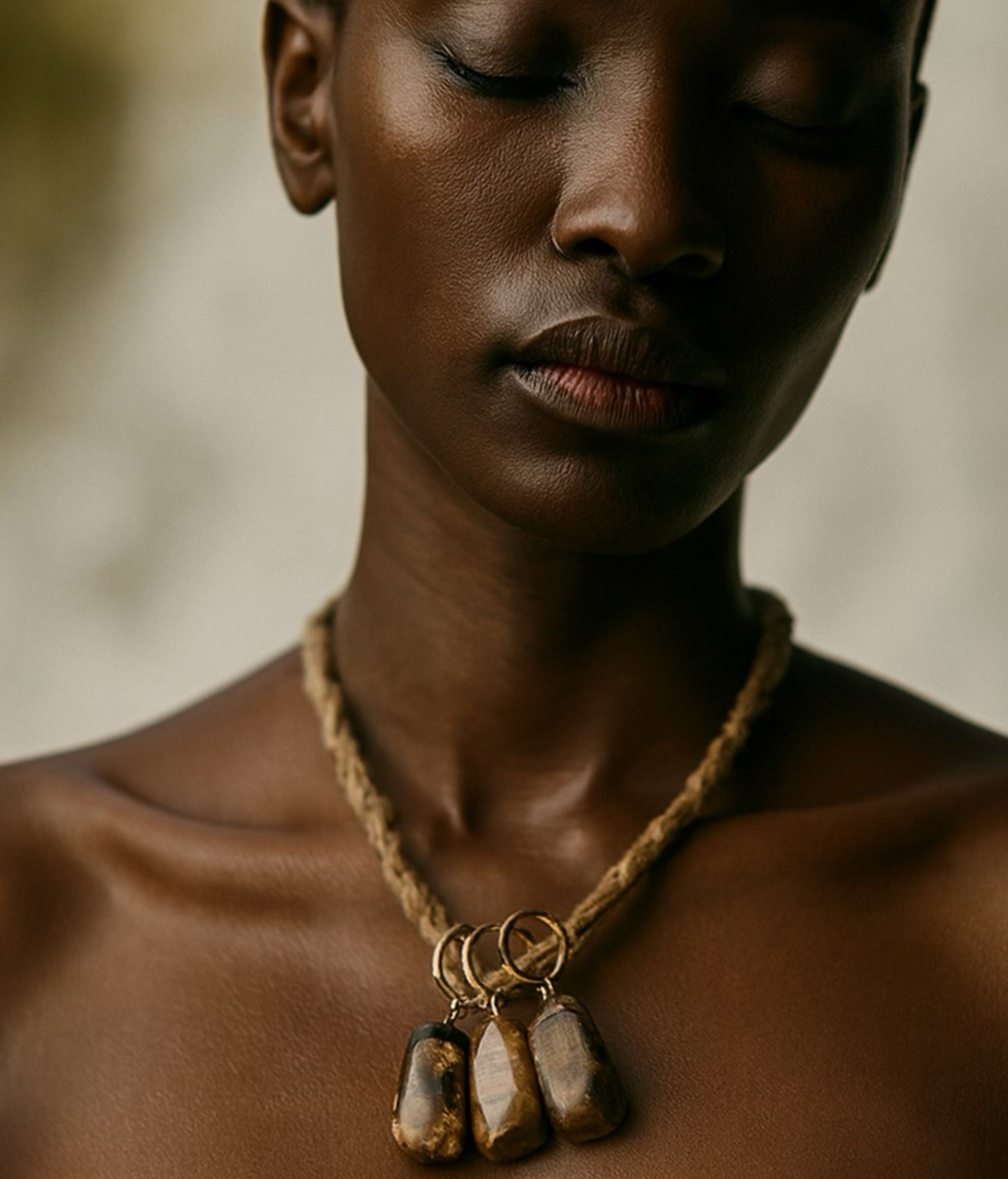 Collar cordón piedras